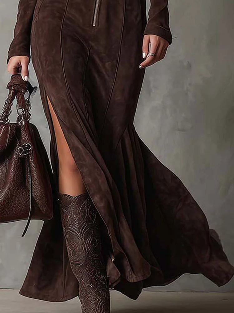 Camila | Vestito Maxi Con Zip Scolpita