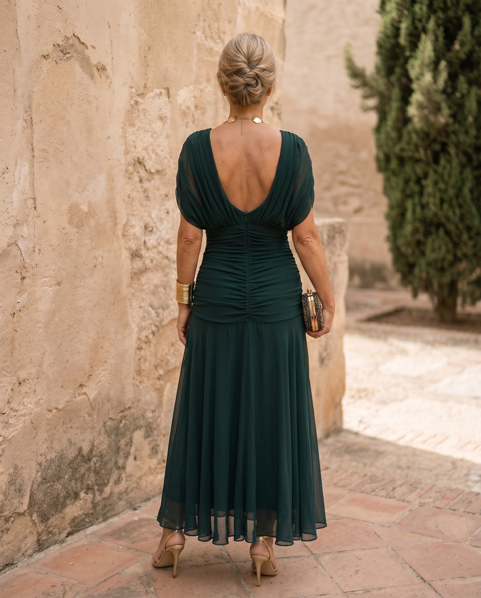 Abito maxi elegante per festa con scollatura a cuore