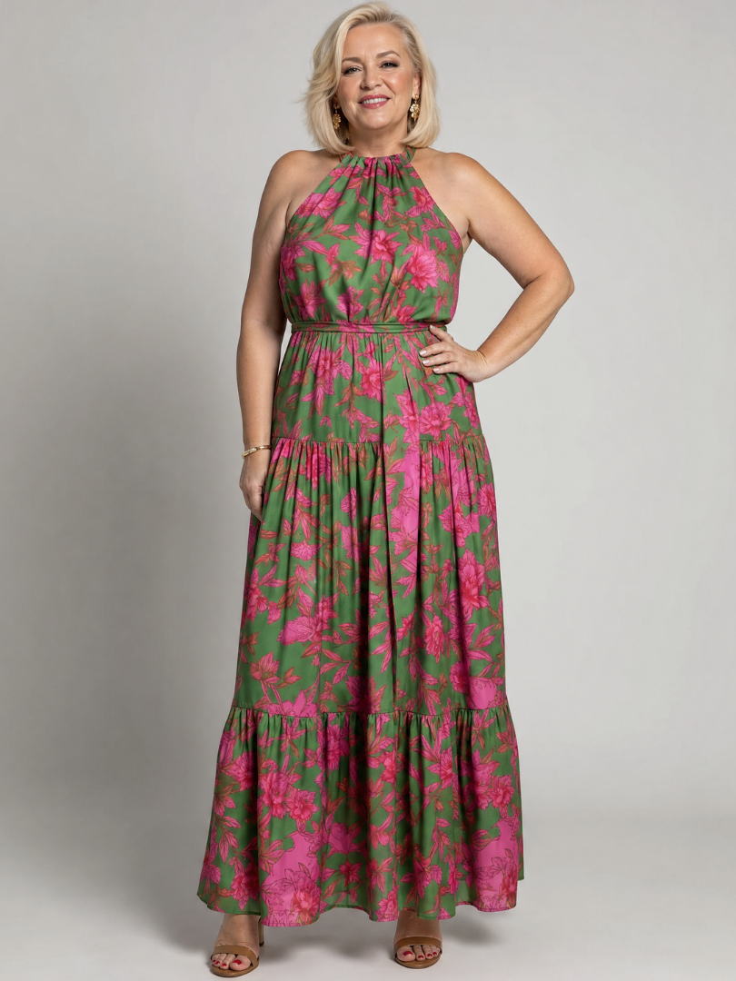 Rowen | Abito Midi con Scollatura Halter Drappeggiata