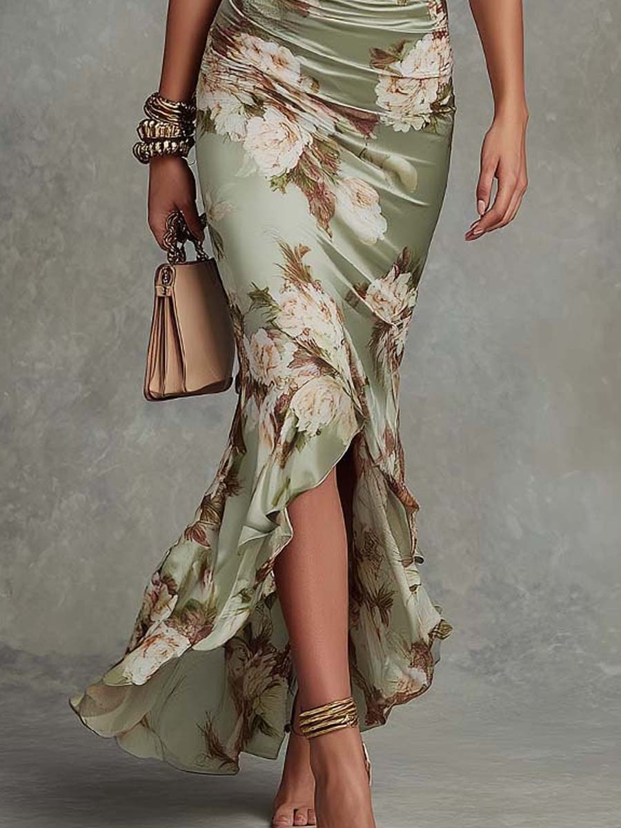 Aveline | Vestito Floreale Con Aperture Arricciato