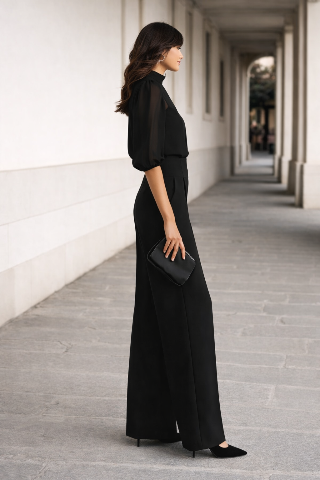 Valentina | Set di Tre Pezzi Composto da una Canotta Trasparente e Pantaloni a Gamba Larga.