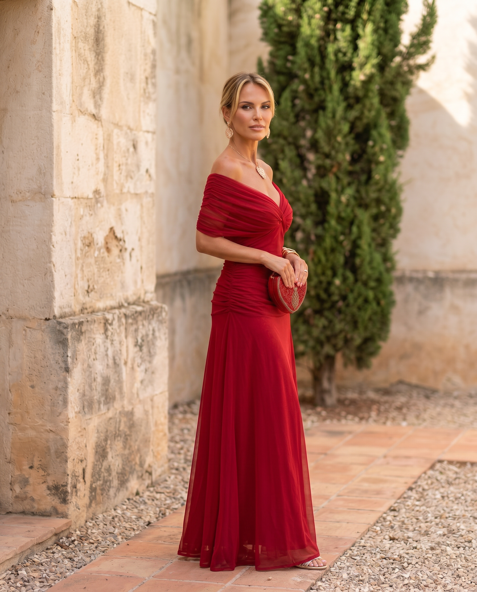 Abito maxi elegante per festa con scollatura a cuore